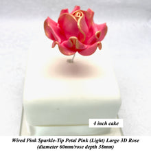 Wired Gold Sparkle-Tip Pink Roses Sugar Roses Large & XLarge+ Sizes
