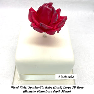 Wired Violet Sparkle-Tip Ruby Red Roses Sugar Roses Large & XLarge+ Sizes