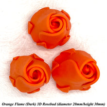 Bright Orange 3D Sugar Non-Wired Roses  3 SHADES 4 SIZES