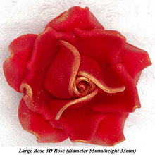 Gold Sparkle-Tip Poppy Red Sugar Roses 3SIZES NON WIRED