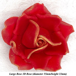 Gold Sparkle-Tip Poppy Red Sugar Roses 3SIZES NON WIRED