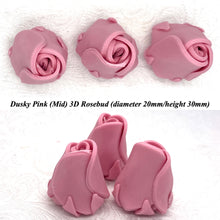 Dusky PInk 3D Sugar Non-Wired Roses  3 SHADES 4 SIZES