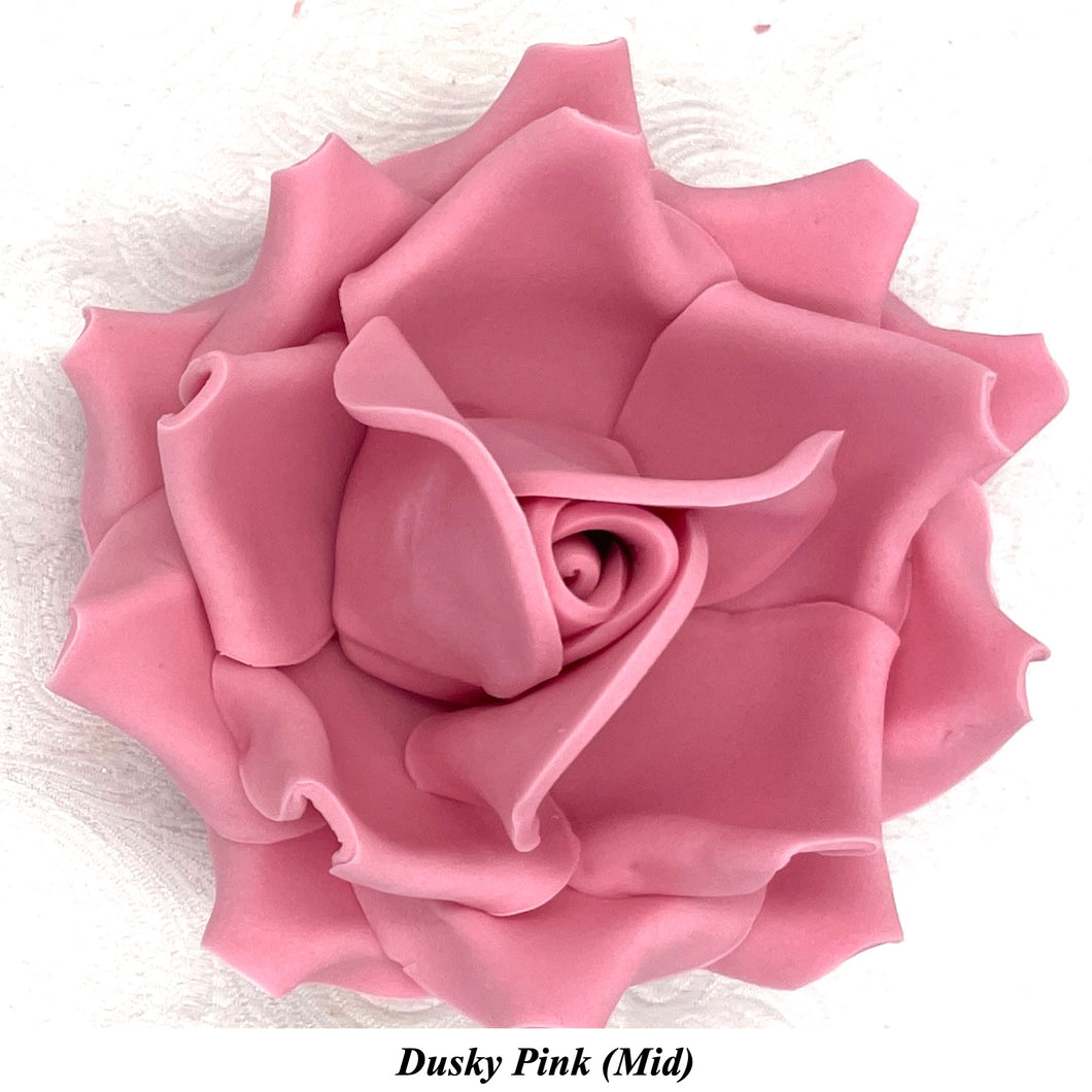 Dusky Pink/Mauve Maroon Wine Non-Wired XLarge+ (Super) 3D Sugar Roses Larger Petal 75mm