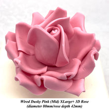 Dusky Pink Wired XLarge+ (Super) 3D Sugar Roses Larger Petal 80 mm