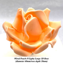 Coral Peach Blood Orange Wired Large 3D Sugar Roses Standard Petal 60 mm