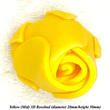 Yellow 3D Sugar Non-Wired Roses  3 SHADES 4 SIZES