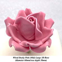 Dusky Pink Mauve Maroon Wine Wired Large 3D Sugar Roses Standard Petal 60 mm