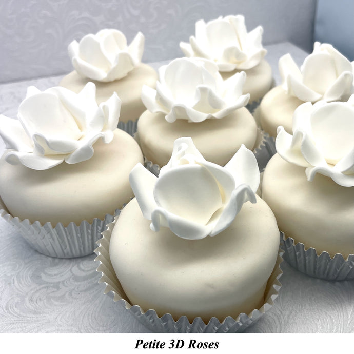 Non-Wired 2 Sizes Petite 3D White Sugar Roses Smaller Petal 40mm-50mm
