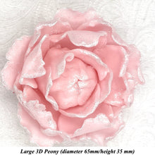 White Sparkle-Tip Pink 3D Non-Wired Large Sugar Peonies