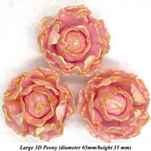 Gold Sparkle-Tip Pink 3D Non-Wired Large Sugar Peonies