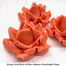 Coral Orange 3D Sugar Non-Wired Roses  3 SHADES 4 SIZES