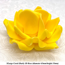 Yellow 3D Sugar Non-Wired Roses  3 SHADES 4 SIZES