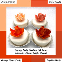 Non-Wired Orange Coral Peach Petite Medium 3D Sugar Roses Smaller Petal 40mm