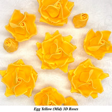 Bright Egg Yellow Orange 3D Sugar Non-Wired Roses  3 SHADES 4 SIZES