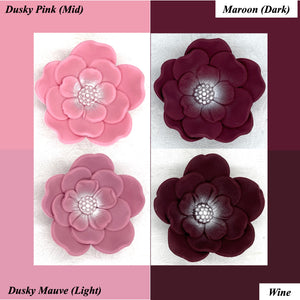 Dusky Pink Mauve Maroon Wine Cake Flowers Edible Wedding Cake Birthday Cake Decoration Pearl Centre Sugar Flowers 55mm