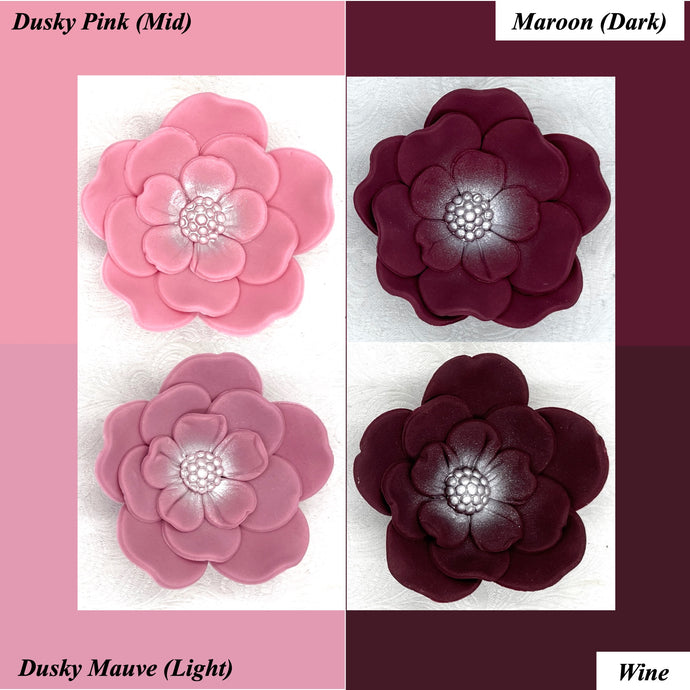 Dusky Pink Mauve Maroon Wine Cake Flowers Edible Wedding Cake Birthday Cake Decoration Pearl Centre Sugar Flowers 55mm