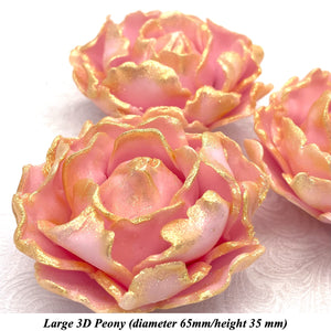 Gold Sparkle-Tip Pink 3D Non-Wired Large Sugar Peonies