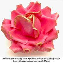 Wired Gold Sparkle-Tip Pink Roses Sugar Roses Large & XLarge+ Sizes