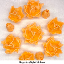 Tangerine Orange 3D Sugar Non-Wired Roses  3 SHADES 4 SIZES