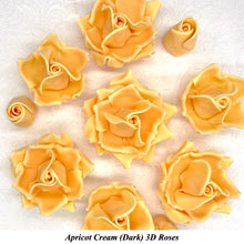Apricot Cream Orange 3D Sugar Non-Wired Roses  3 SHADES 4 SIZES