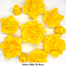 Yellow 3D Sugar Non-Wired Roses  3 SHADES 4 SIZES