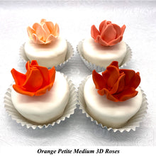 Non-Wired Orange Coral Peach Petite Medium 3D Sugar Roses Smaller Petal 40mm