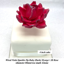 Wired Violet Sparkle-Tip Ruby Red Roses Sugar Roses Large & XLarge+ Sizes