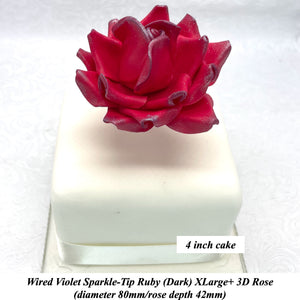 Wired Violet Sparkle-Tip Ruby Red Roses Sugar Roses Large & XLarge+ Sizes