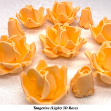 Tangerine Orange 3D Sugar Non-Wired Roses  3 SHADES 4 SIZES