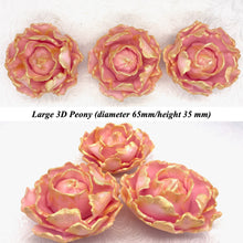 Gold Sparkle-Tip Pink 3D Non-Wired Large Sugar Peonies