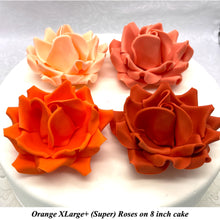 Orange Coral Peach Paprika Non-Wired XLarge+ (Super) 3D Sugar Roses Larger Petal 75mm