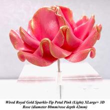 Wired Gold Sparkle-Tip Pink Roses Sugar Roses Large & XLarge+ Sizes