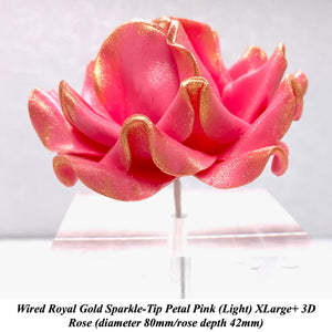Wired Gold Sparkle-Tip Pink Roses Sugar Roses Large & XLarge+ Sizes