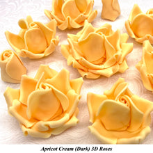 Apricot Cream Orange 3D Sugar Non-Wired Roses  3 SHADES 4 SIZES