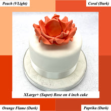 Orange Coral Peach Paprika Non-Wired XLarge+ (Super) 3D Sugar Roses Larger Petal 75mm