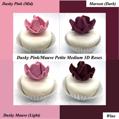 Non-Wired Dusky Pink Petite Medium 3D Sugar Roses Smaller Petal 40mm