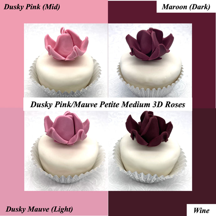 Non-Wired Dusky Pink Petite Medium 3D Sugar Roses Smaller Petal 40mm