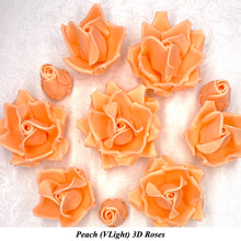 Peach Orange 3D Sugar Non-Wired Roses  3 SHADES 4 SIZES