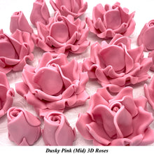 Dusky PInk 3D Sugar Non-Wired Roses  3 SHADES 4 SIZES