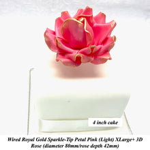 Wired Gold Sparkle-Tip Pink Roses Sugar Roses Large & XLarge+ Sizes