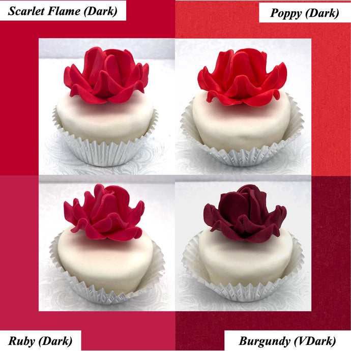 Non-Wired Red Petite Large 3D Sugar Roses Smaller Petal 50mm