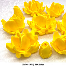 Yellow 3D Sugar Non-Wired Roses  3 SHADES 4 SIZES
