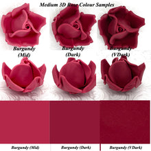 Non-Wired 4 Sizes 3D Burgundy Red Sugar Roses Standard Petal 20mm-65mm