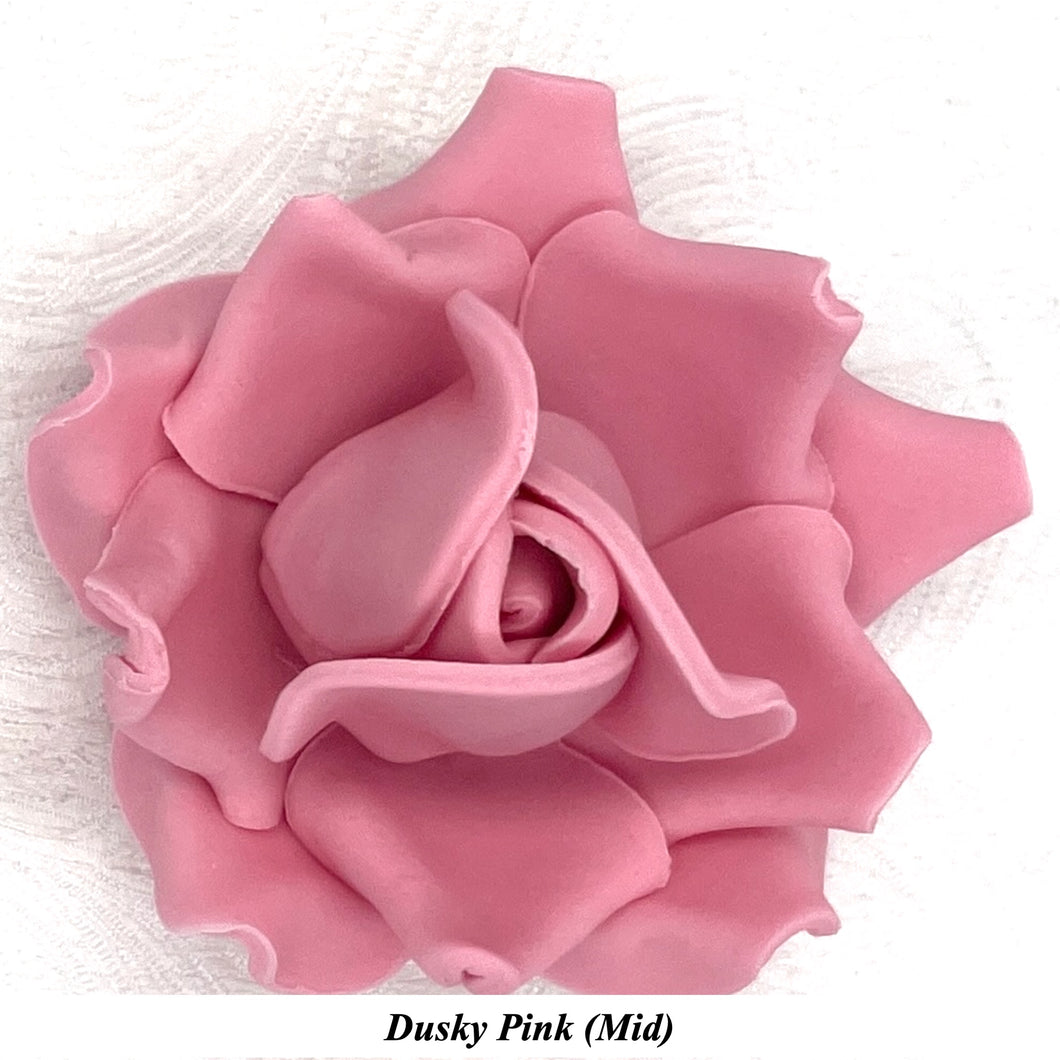 Non-Wired Dusky Pink Petite Large 3D Sugar Roses Smaller Petal 50mm