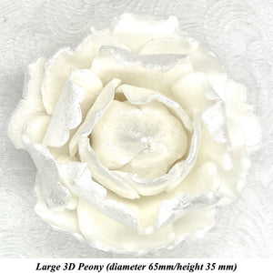 White Sparkle-Tip White 3D Non-Wired Large Sugar Peonies