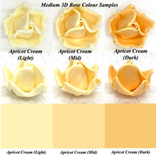 Apricot Cream Orange 3D Sugar Non-Wired Roses  3 SHADES 4 SIZES