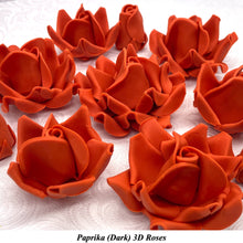 Burnt Orange Paprika 3D Sugar Non-Wired Roses  3 SHADES 4 SIZES