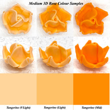 Tangerine Orange 3D Sugar Non-Wired Roses  3 SHADES 4 SIZES