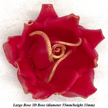 Royal Gold Sparkle-Tip Ruby Red Sugar Roses 3SIZES NON WIRED