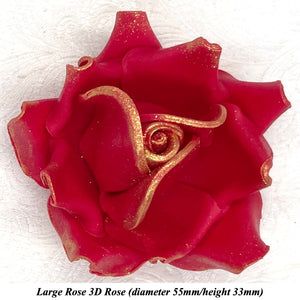 Royal Gold Sparkle-Tip Ruby Red Sugar Roses 3SIZES NON WIRED